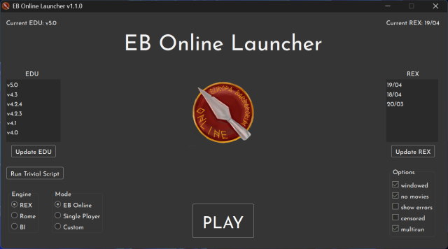 screenshot of the EB Online Launcher